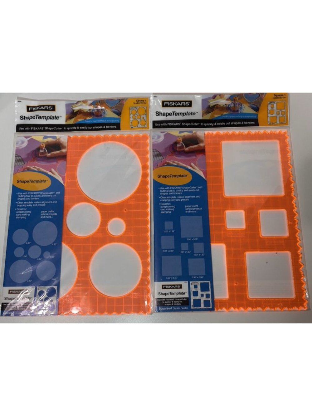 Fiskars Shape Template 2 Pack Squares Circles Scrapbooking Card Making NIP